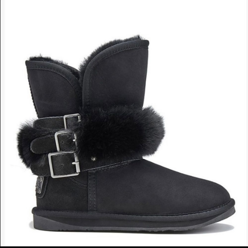 Australia Luxe Collective Suede Hatchet Boots Fur Designer  in Black #230